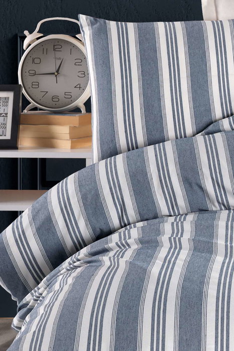 L'essentiel linge de maison Soft Line - Navy Juego de Funda de Edredón Doble